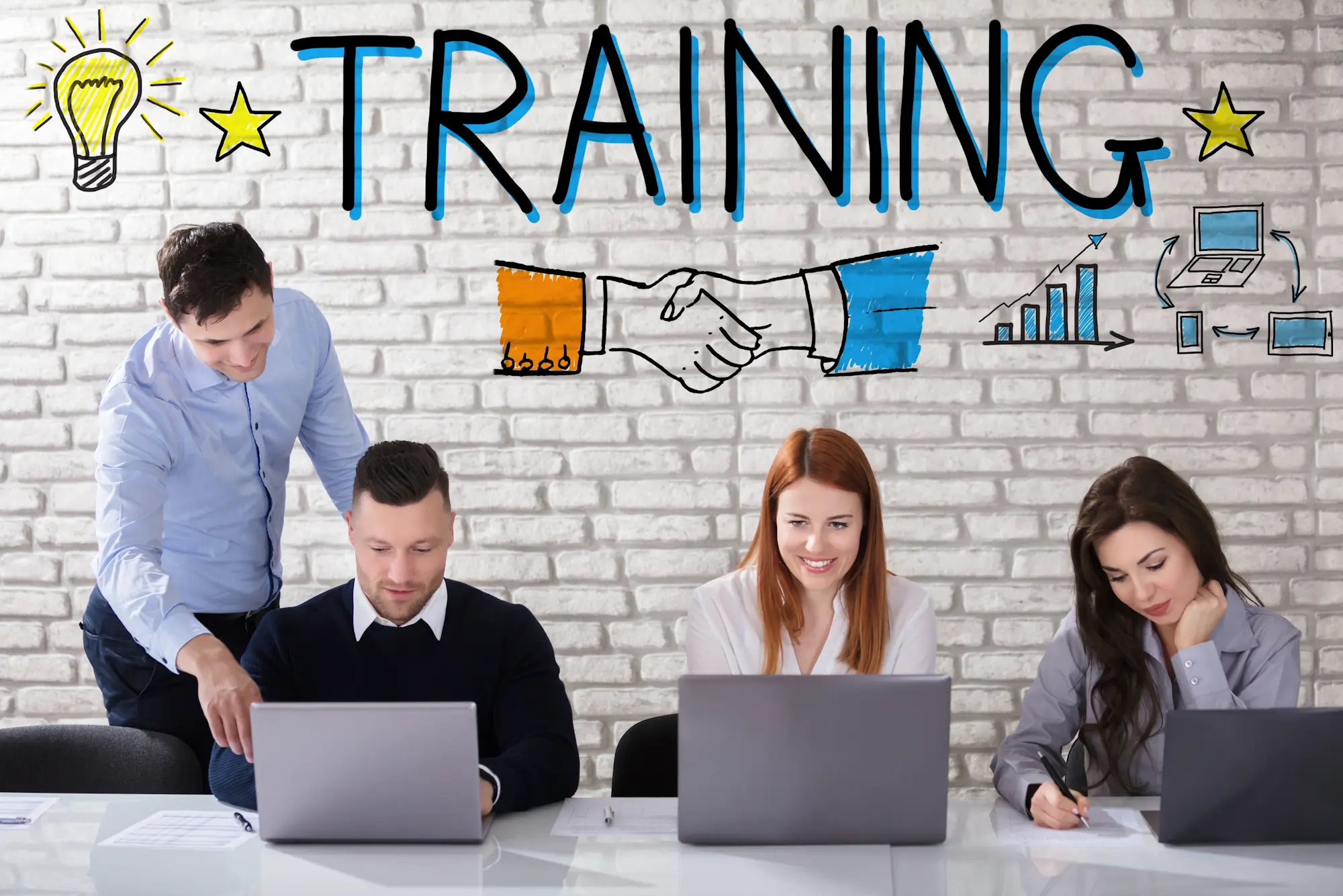An image of a corporate training session in a modern office environment.